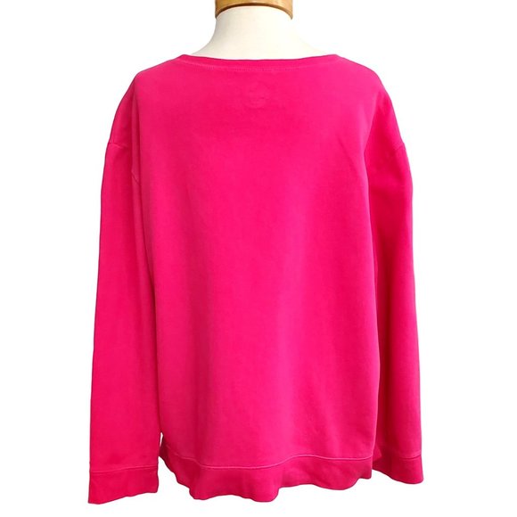 Life Is Good Women's Go-To Crew Daisy Hearts Pink Sweater Sweatshirt Sz XL - Picture 4 of 6